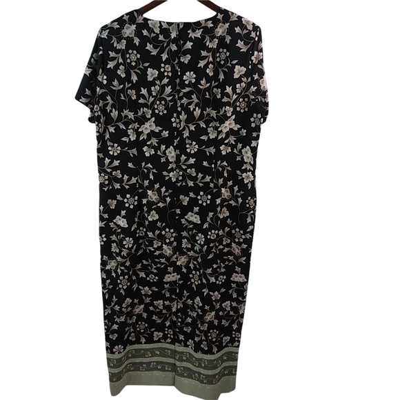 Kathy Lee 18 Black Tan Floral Maxi Dress - Picture 1 of 8